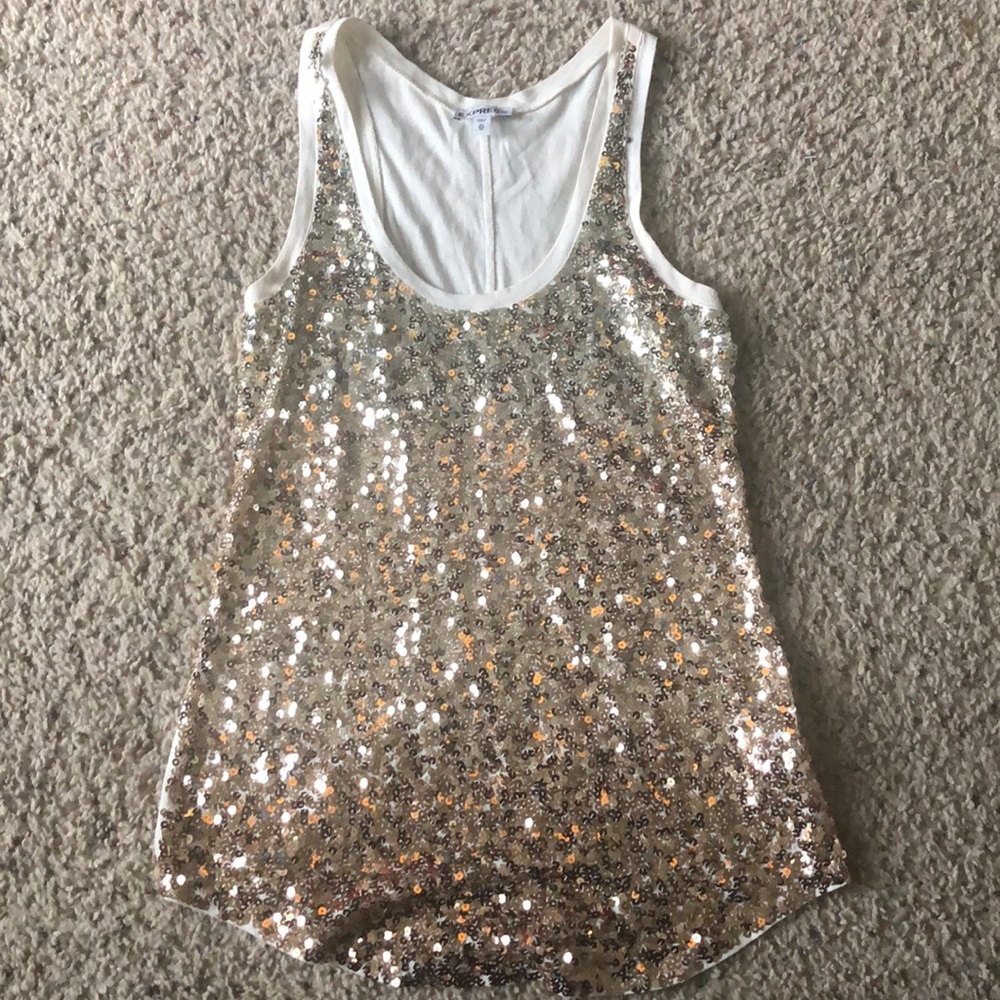 Express Gold Sequin Tank Top. Sz XS